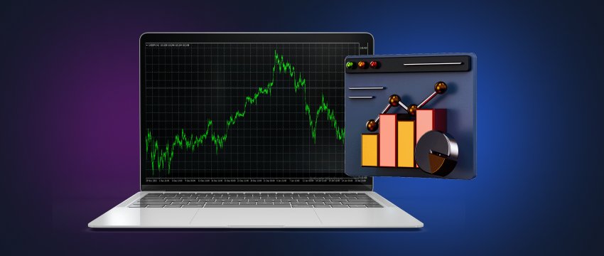 Market data tracking software shown on a laptop screen