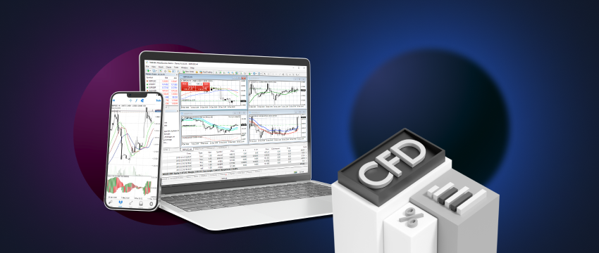 Imagen: Un ordenador portátil mostrando la plataforma de negociación MT4. Aprenda a operar en divisas con CFD para alcanzar el éxito financiero.