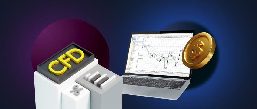 Imagen: Un ordenador portátil mostrando la plataforma de negociación MT4. Aprenda a operar en divisas con CFD para alcanzar el éxito financiero.