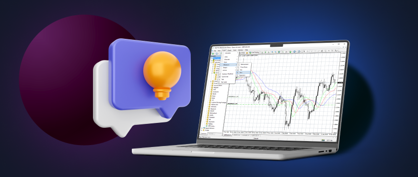 Forex trading on a laptop with a chat bubble symbolizing communication.