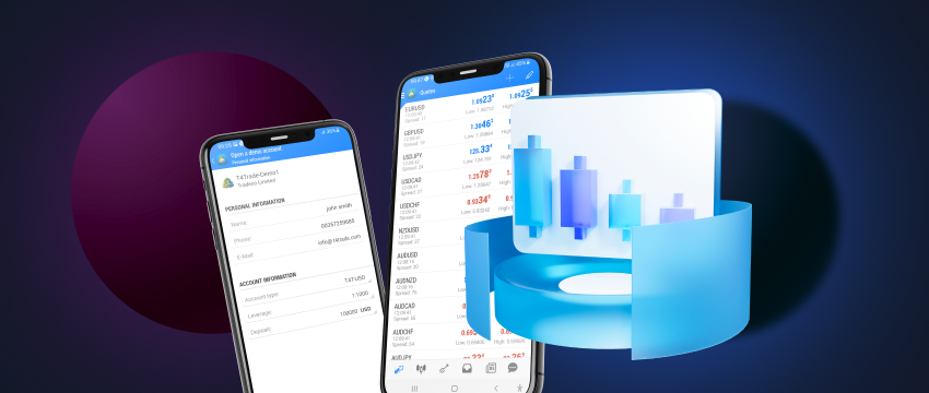 Smartphone screen featuring mobile trading strategy application with Metatrader 4