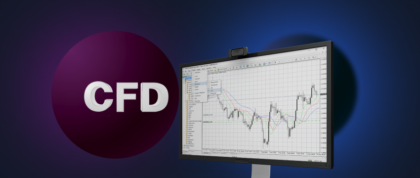 Image showing a person trading forex with CFD on MetaTrader 4, analyzing charts on a monitor.