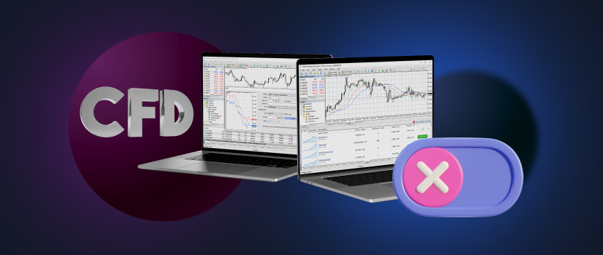 Visual representation of forex trading through CFDs, emphasizing risk avoidance strategies and the role of the 'X' button.