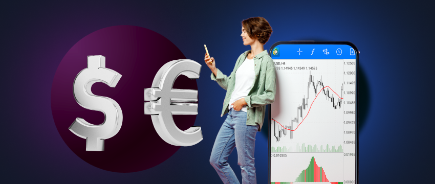 Une application mobile de trading forex pour Android affichant les taux des paires de devises, permettant un trading rentable des dollars et des euros.