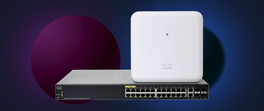 A white wireless router alongside a small white box, both positioned on a clean surface, showcasing modern technology.